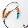 گردنبند چوبی و رزینی طرح عاج فیل