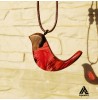 گردنبند چوب و رزین طرح مرغ آمین