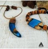 ست دستبند و گردنبند چوبی و رزینی طرح عاج فیل