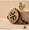 گردنبند چوبی طرح برگ و فیروزه