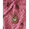 گردنبند چوبی طرح مرغ آمین
