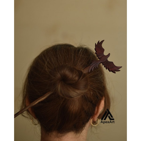 پین مو  چوبی طرح ققنوس