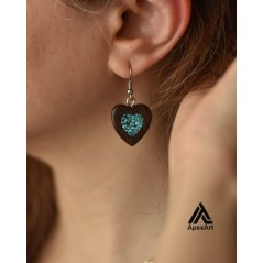 ست گردنبند و گوشواره فیروزه کوبی شده طرح قلب