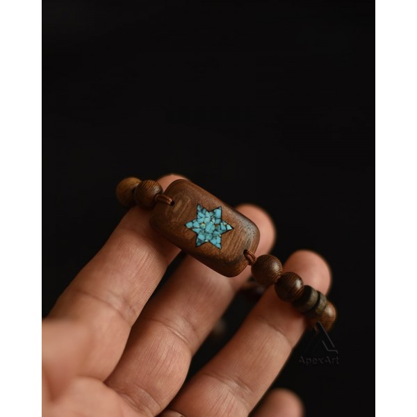 دستبند فیروزه کوبی شده طرح ستاره